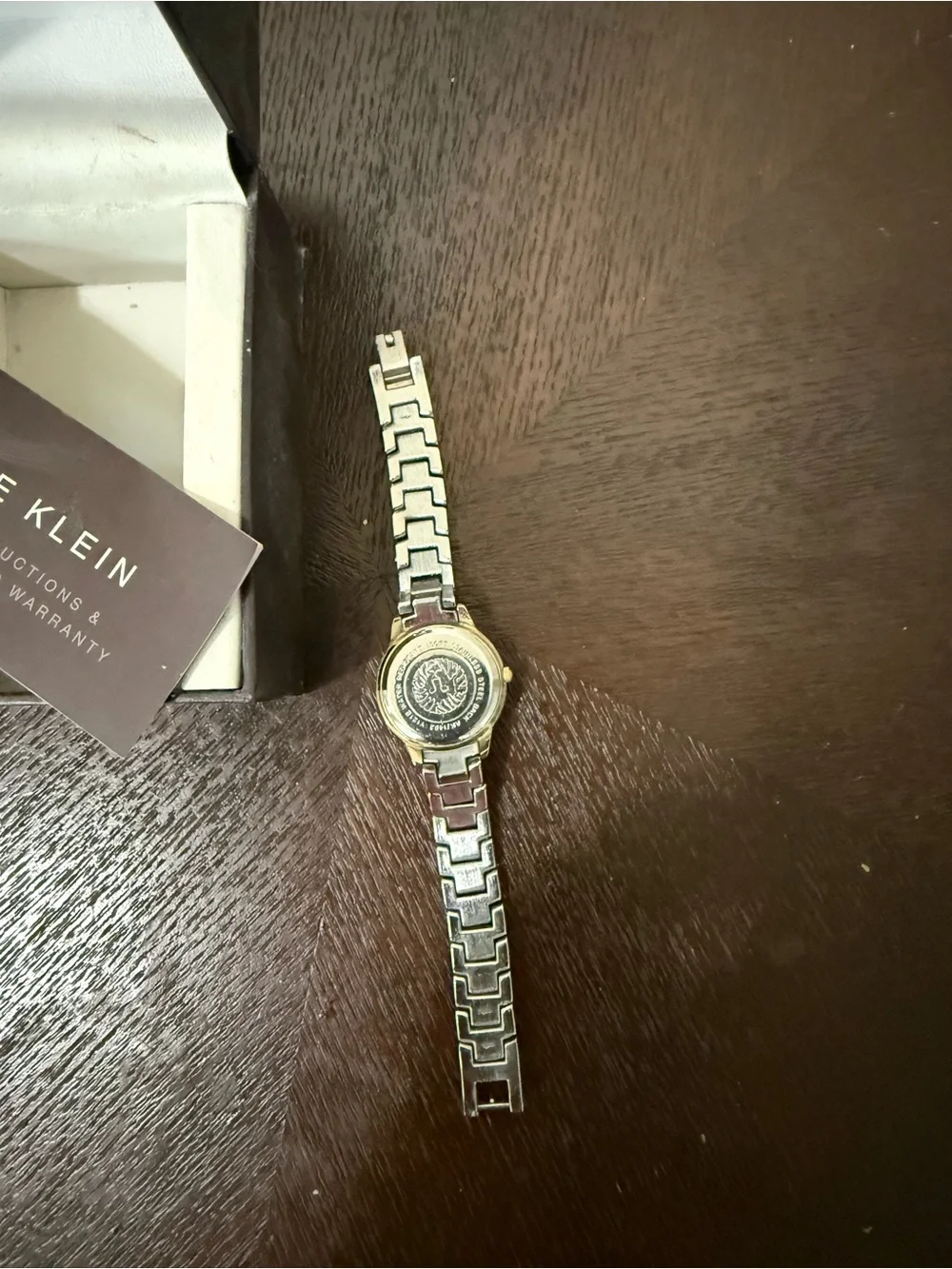 Anne Klein Two-Tone Gold and Silver Crystal-Trim Women's Bracelet Watch